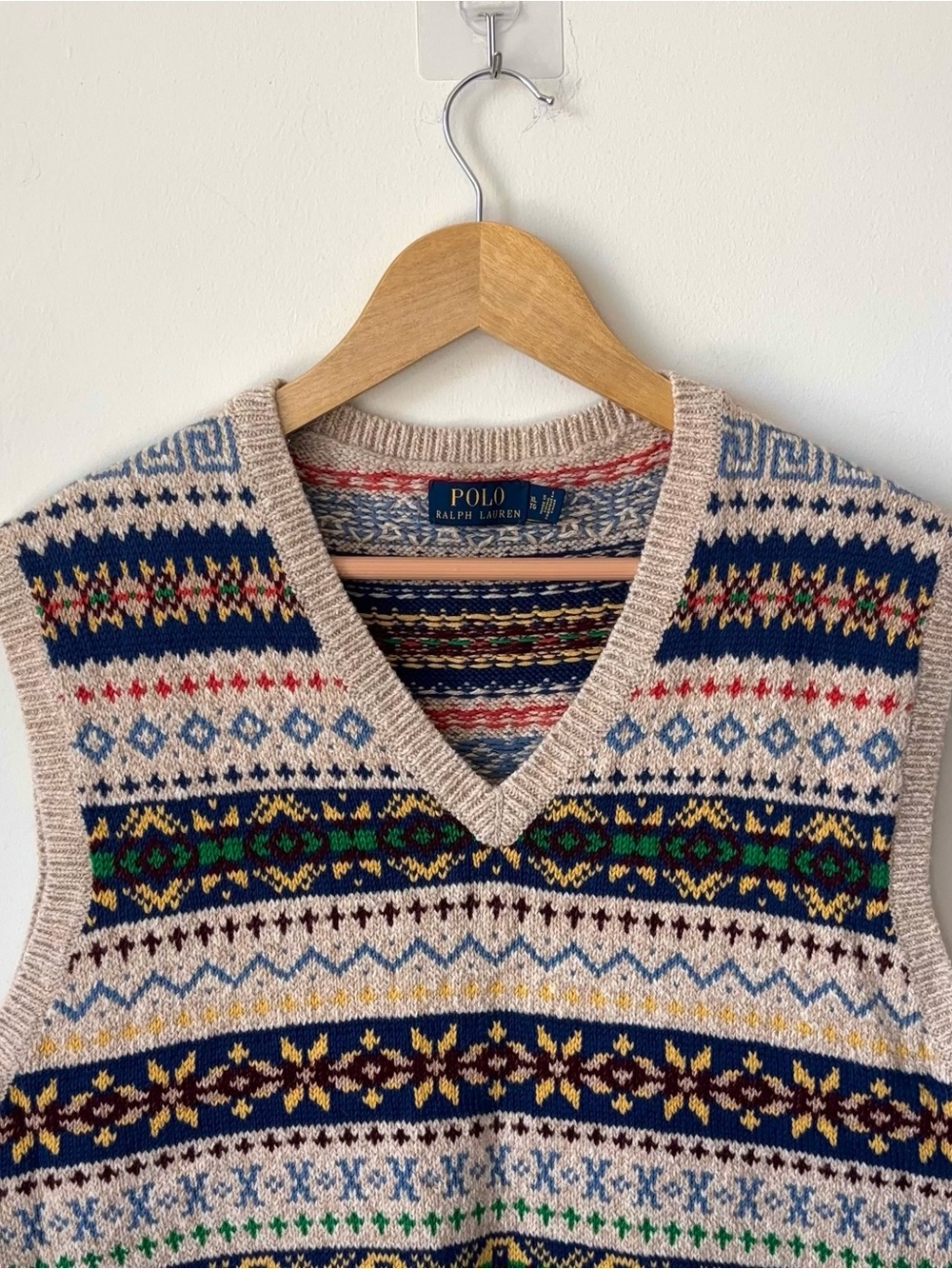 Polo Ralph Lauren Cashmere Linen Blend Fair Isle Sweater Vest Size XL V-Neck - Picture 2 of 9